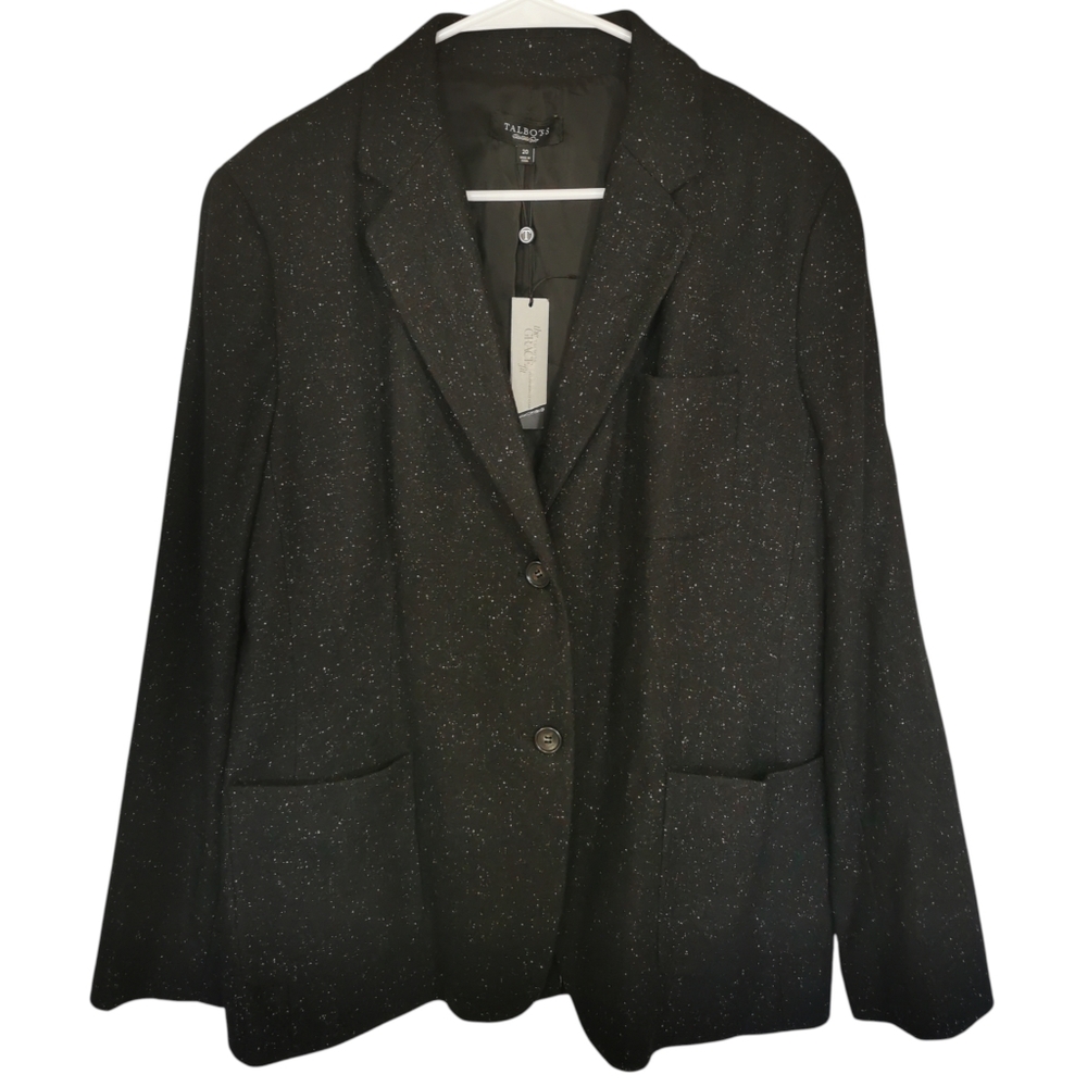 Talbots Flecked Wool Blend Tweed Blazer Jacket Size 20 NWT